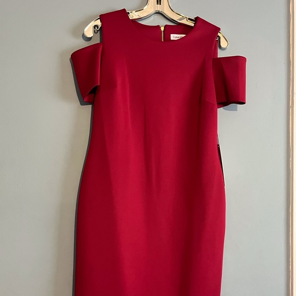 SELLING CALVIN KLEIN DRESS SIZE 10 COLOR RED PLUM BNWT - Picture 4 of 16